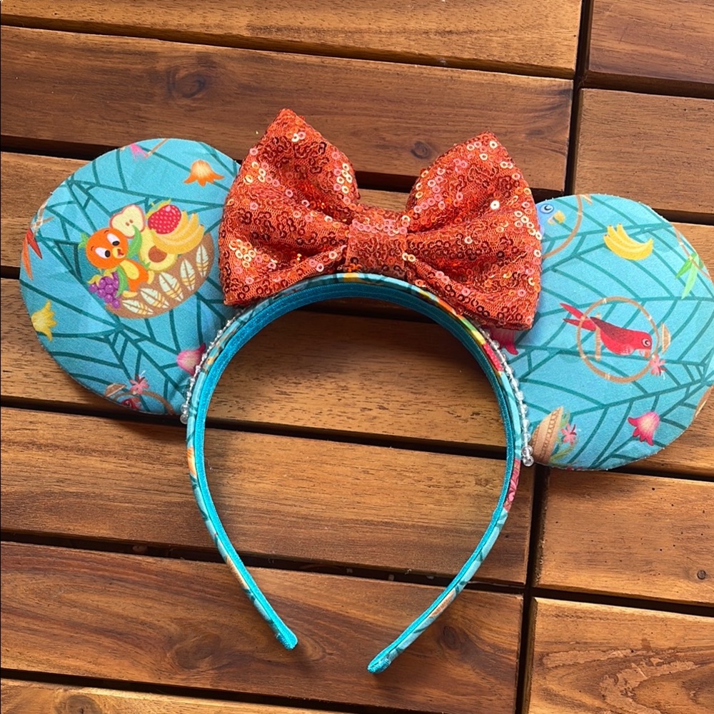 Orange Bird Mickey Minnie ears with sparkly bow